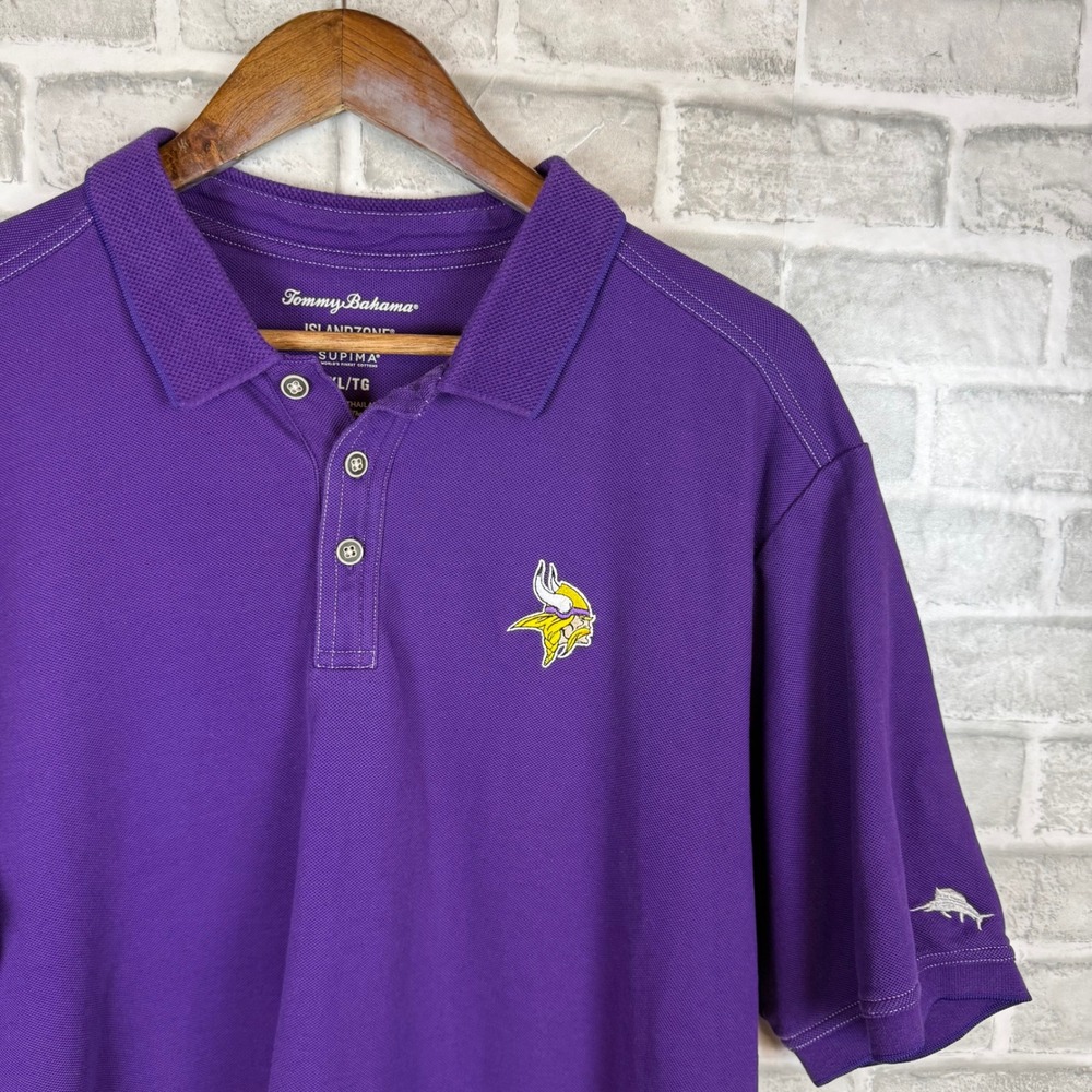 Tommy Bahama Minnesota Vikings Polo Shirt Mens XL Purple IslandZone Supima